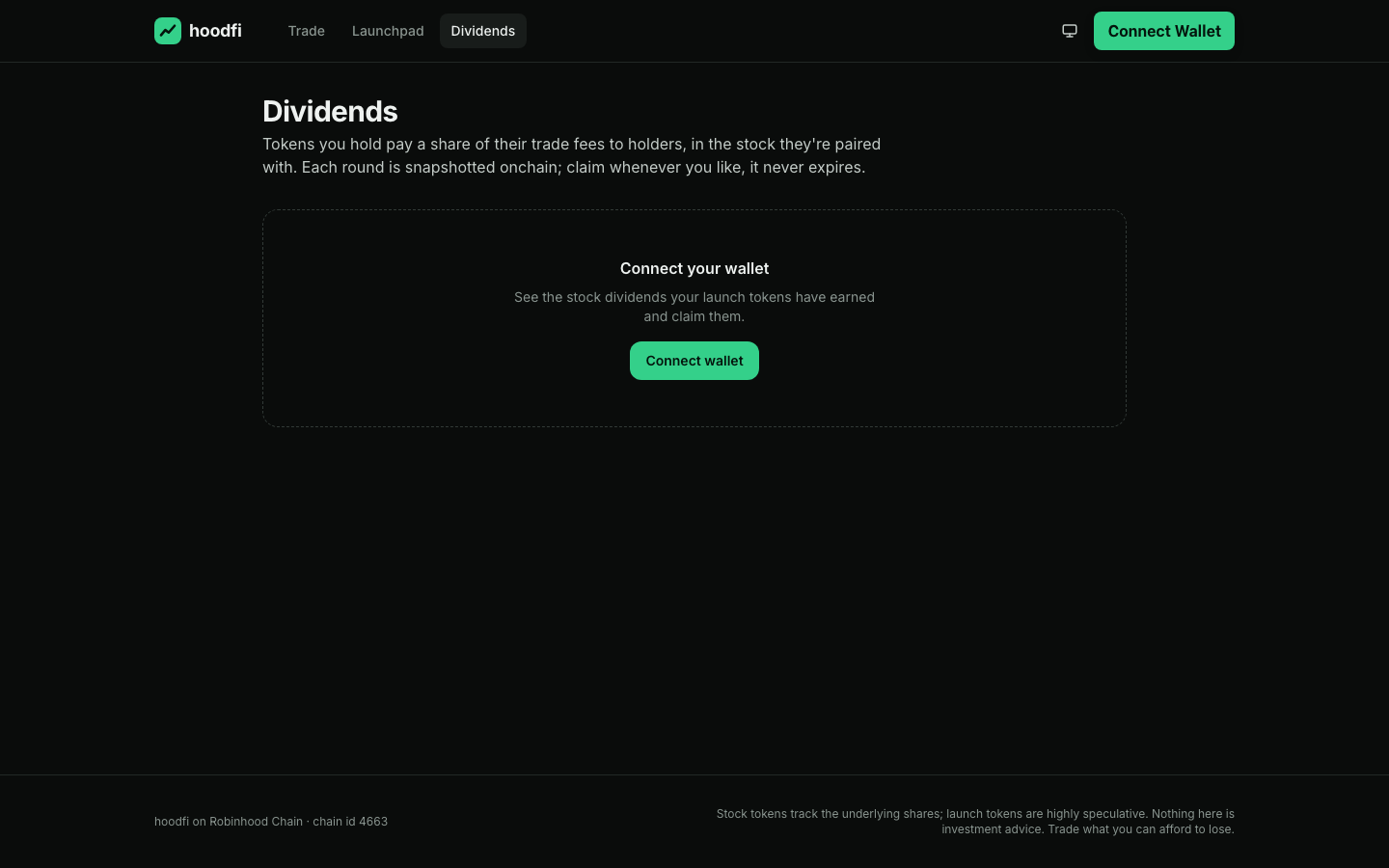 Dividends claim screen